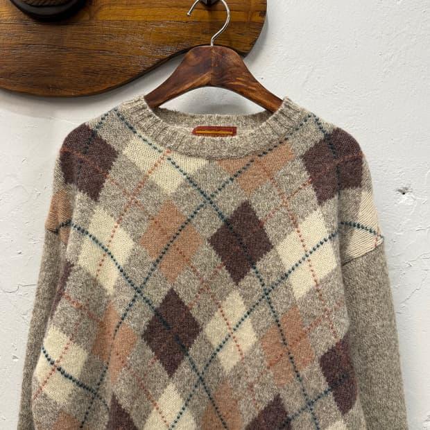 L) Varsity Club Argyle Check Wool Knit S 3