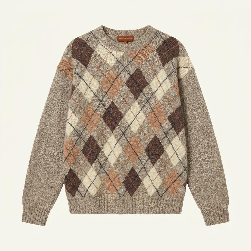 L) Varsity Club Argyle Check Wool Knit S 1
