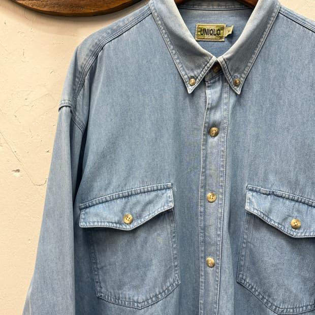 XL) Uniqlo Old Label Denim Button-Down S 6