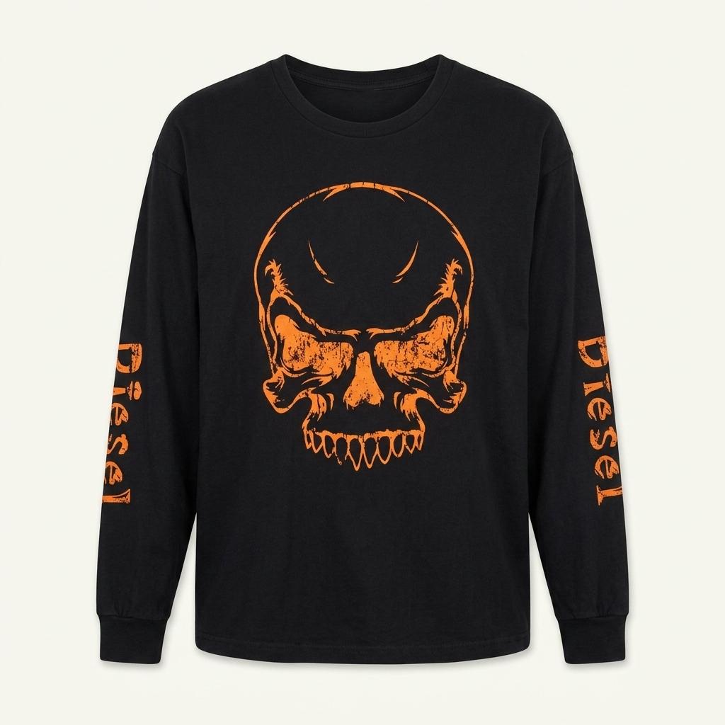 XL) GILDAN Diesel Life Skull Graphic Lon 1