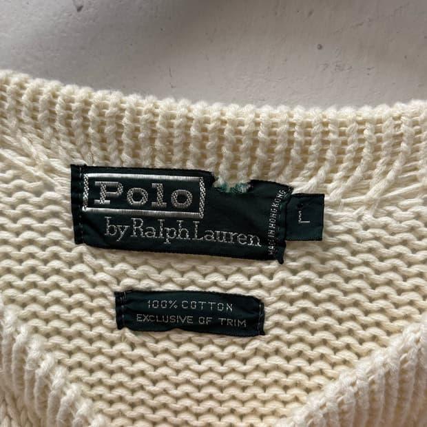 L) Polo by Ralph Lauren Cream Letter Kni 9