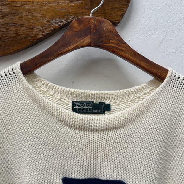 L) Polo by Ralph Lauren Cream Letter Kni 6