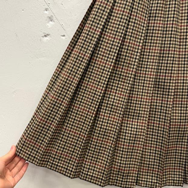 23) J.Press Wool Pleated Check Skirt 4