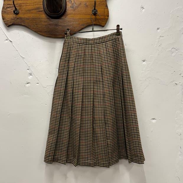 23) J.Press Wool Pleated Check Skirt 6