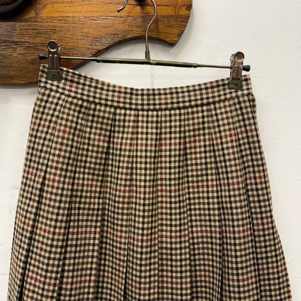 23) J.Press Wool Pleated Check Skirt 3