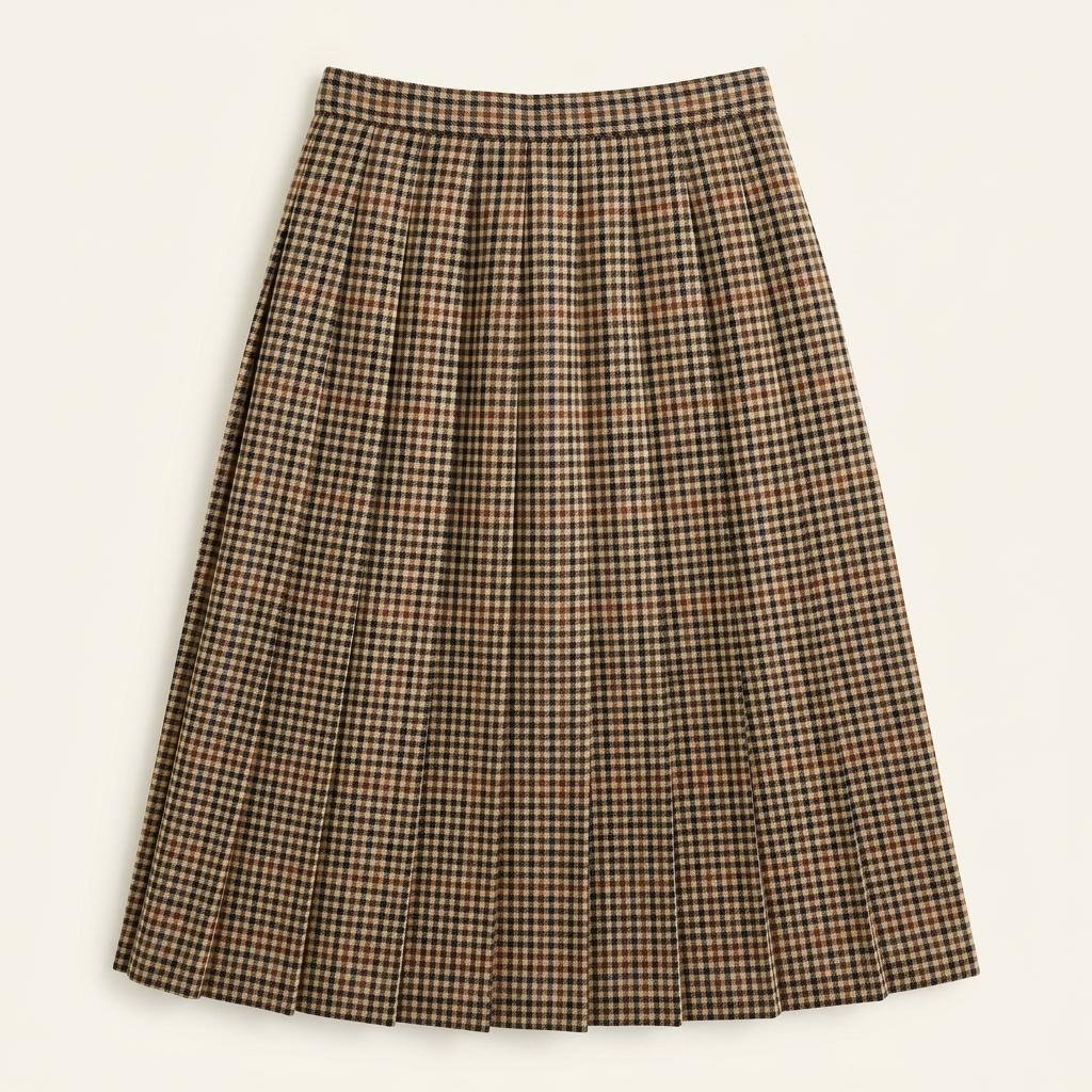 23) J.Press Wool Pleated Check Skirt 1