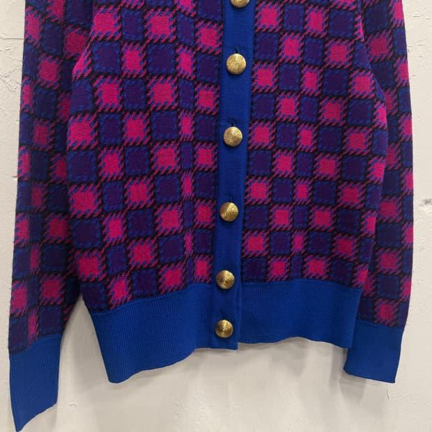 55) Yves Saint Laurent Wool Check Cardig 5