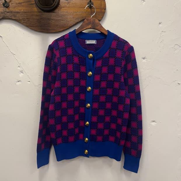 55) Yves Saint Laurent Wool Check Cardig 3