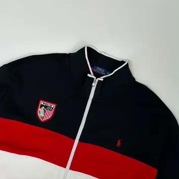 [4XL] 폴로 랄프로렌 usa 성조기 컬러블록 알파인 레이싱 트랙탑 져 4