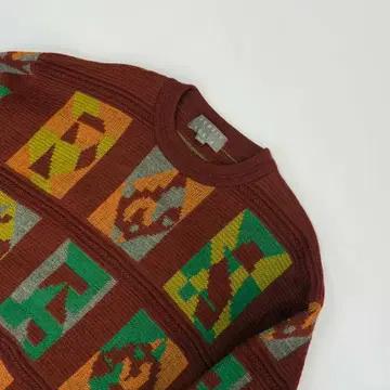 [M] Japanese vintage 90s 울 자카드 크루넥 니트 스웨 7