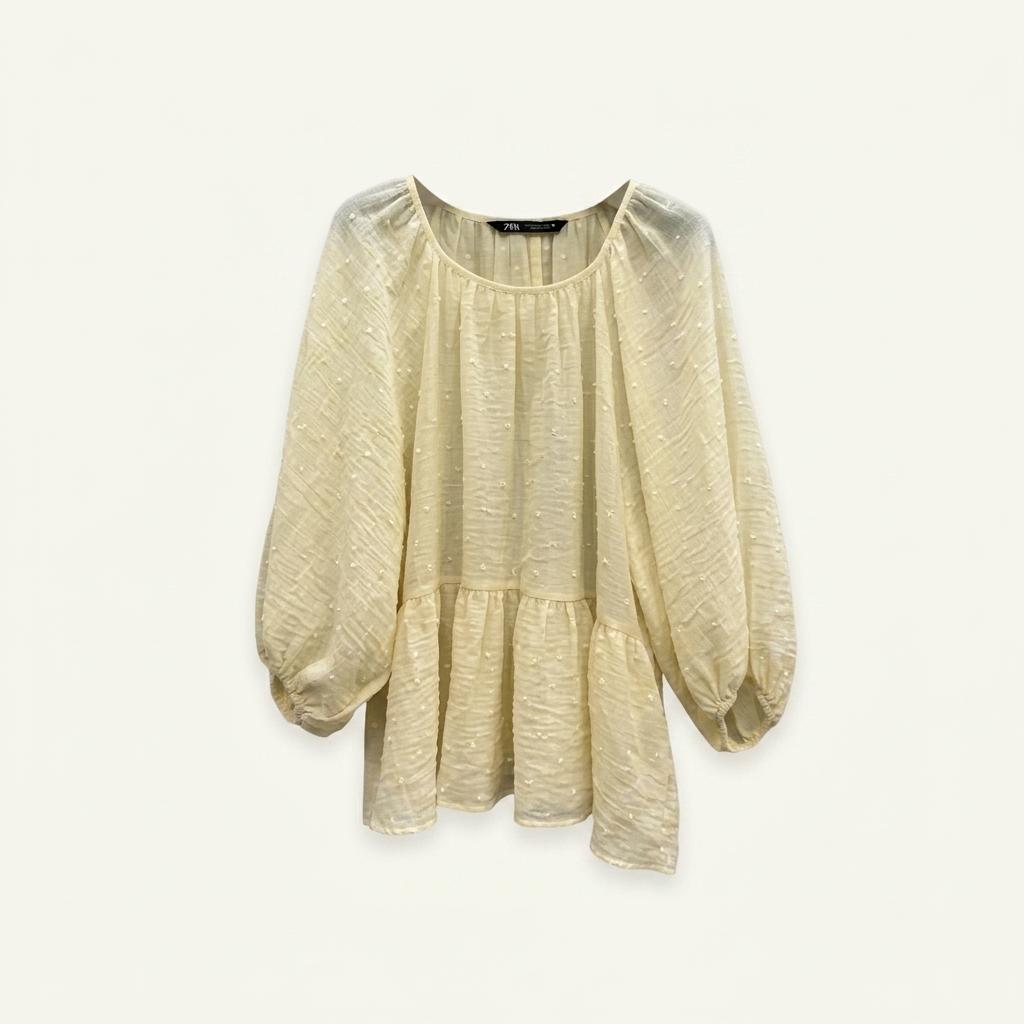 자라 zara 셔링 아이보리 블라우스 1