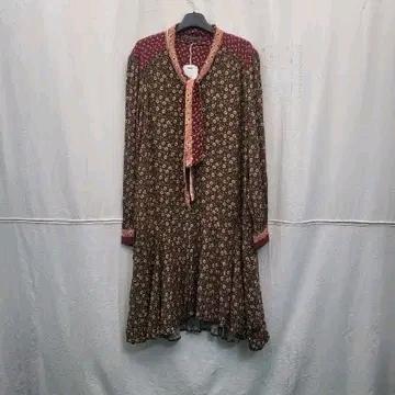 써스데이 아일랜드 플라워 패턴 브라운 롱 원피스 새제품 2