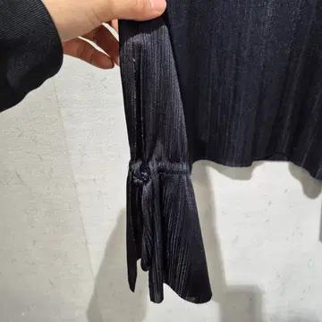 자라 플리츠 긴팔 블라우스 블랙 5