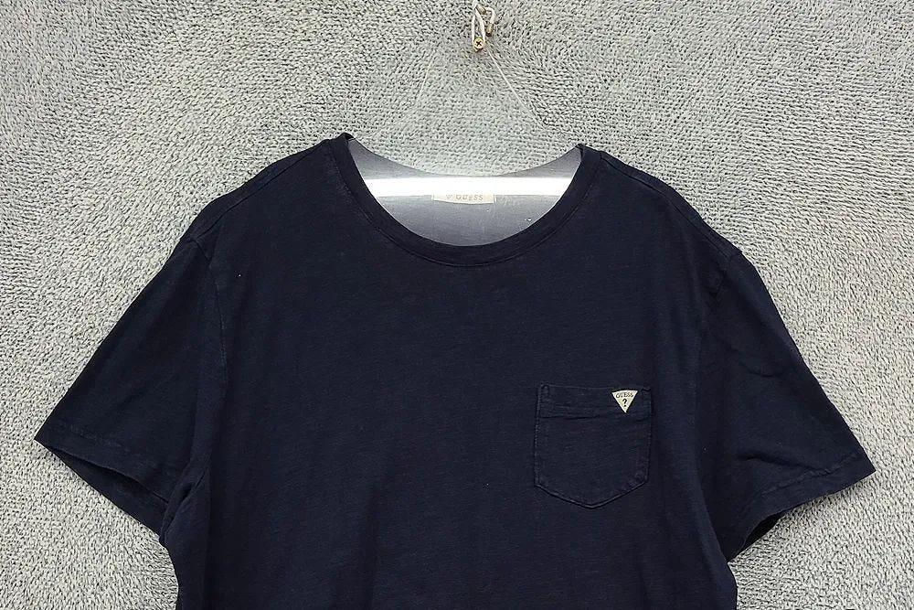 게스 네이비 로고 반팔티 XXL 5
