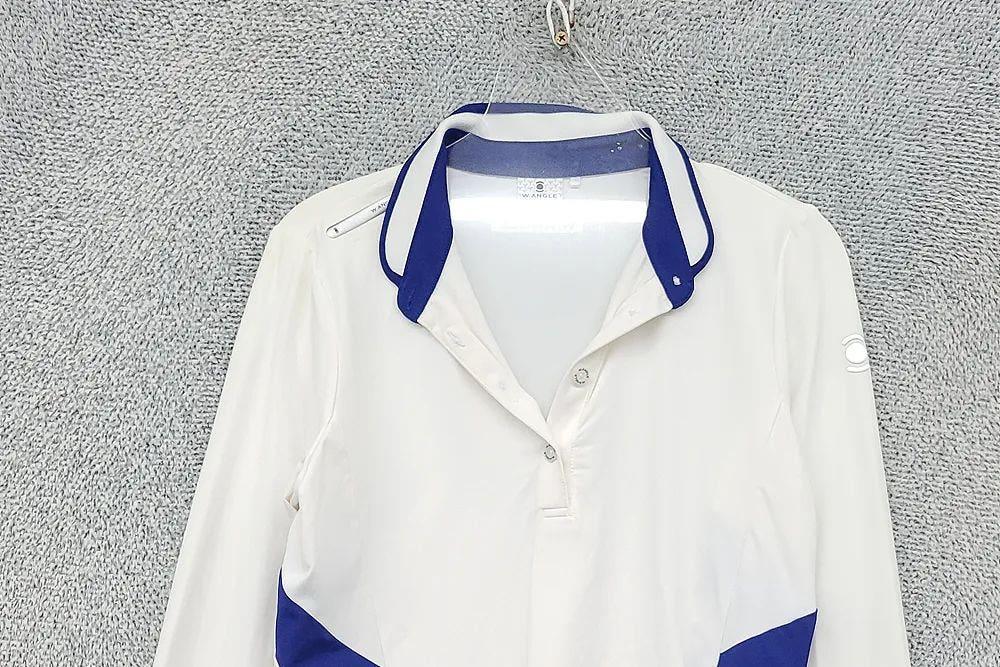 와이드앵글 화이트 골프 긴팔 카라티 90 5