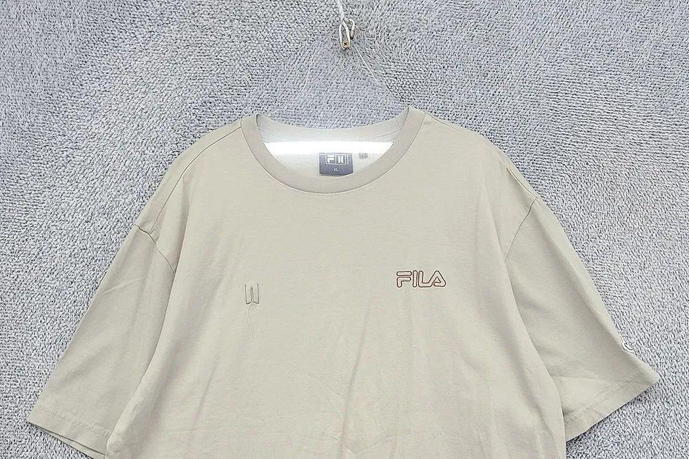휠라 베이지 로고 반팔티 XL 5
