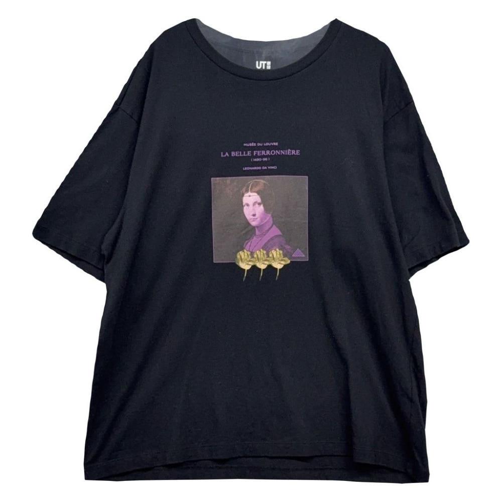 유니클로 빈티지 프린팅 네이비 반팔티 3XL 3