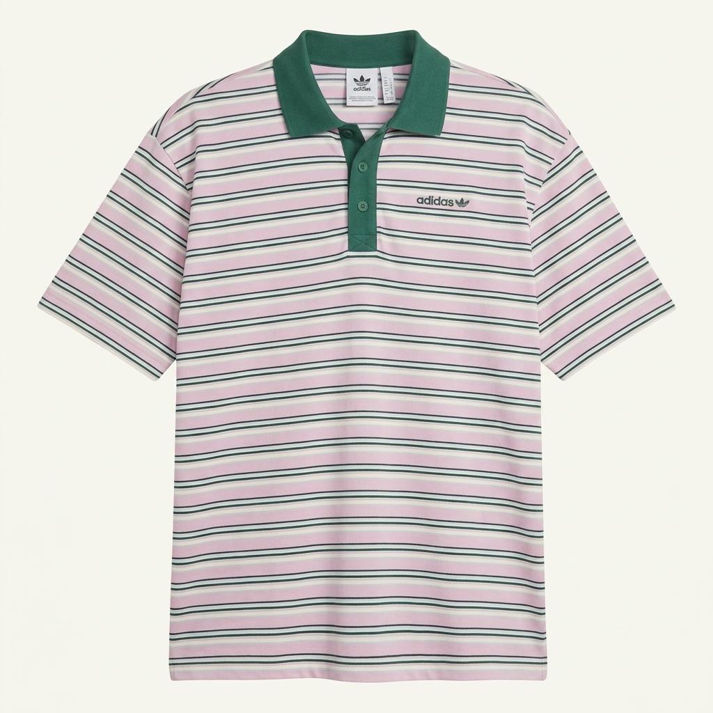아디다스 스트라이프 라이트 핑크 로고 반팔 카라티 XS 1