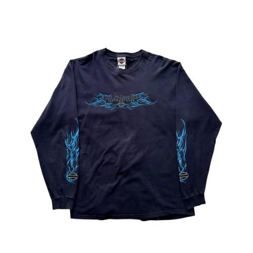 [110] Harley Davidson Blue Flame Long Sleeve 2