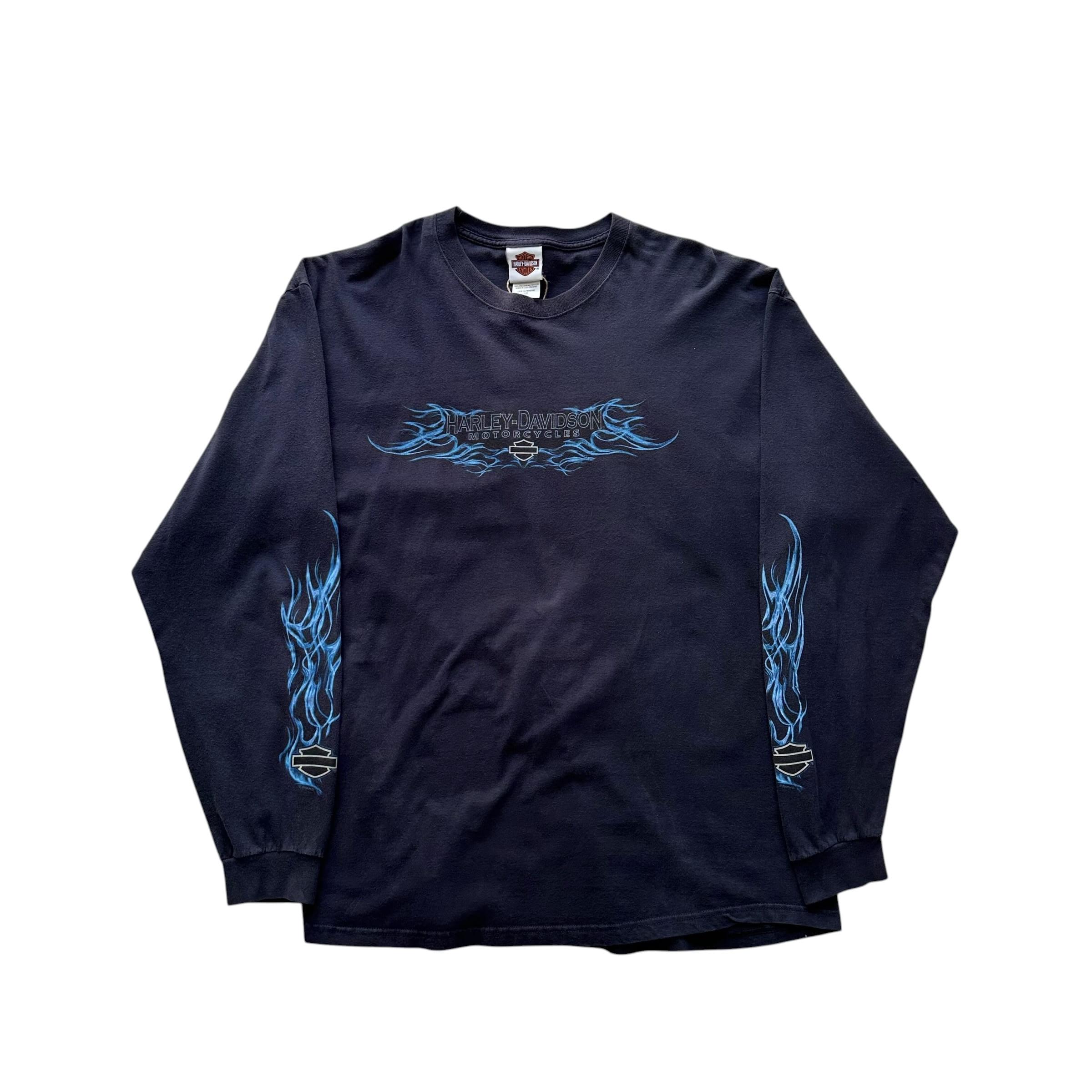 [110] Harley Davidson Blue Flame Long Sleeve 8