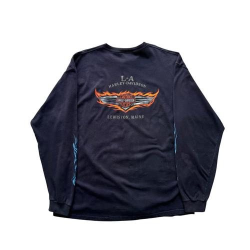 [110] Harley Davidson Blue Flame Long Sleeve 6