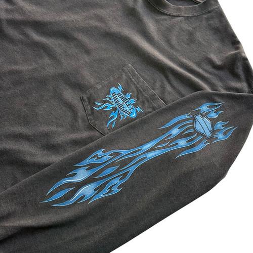 [100] Harley Davidson Blue Flame Long Sleeve 5