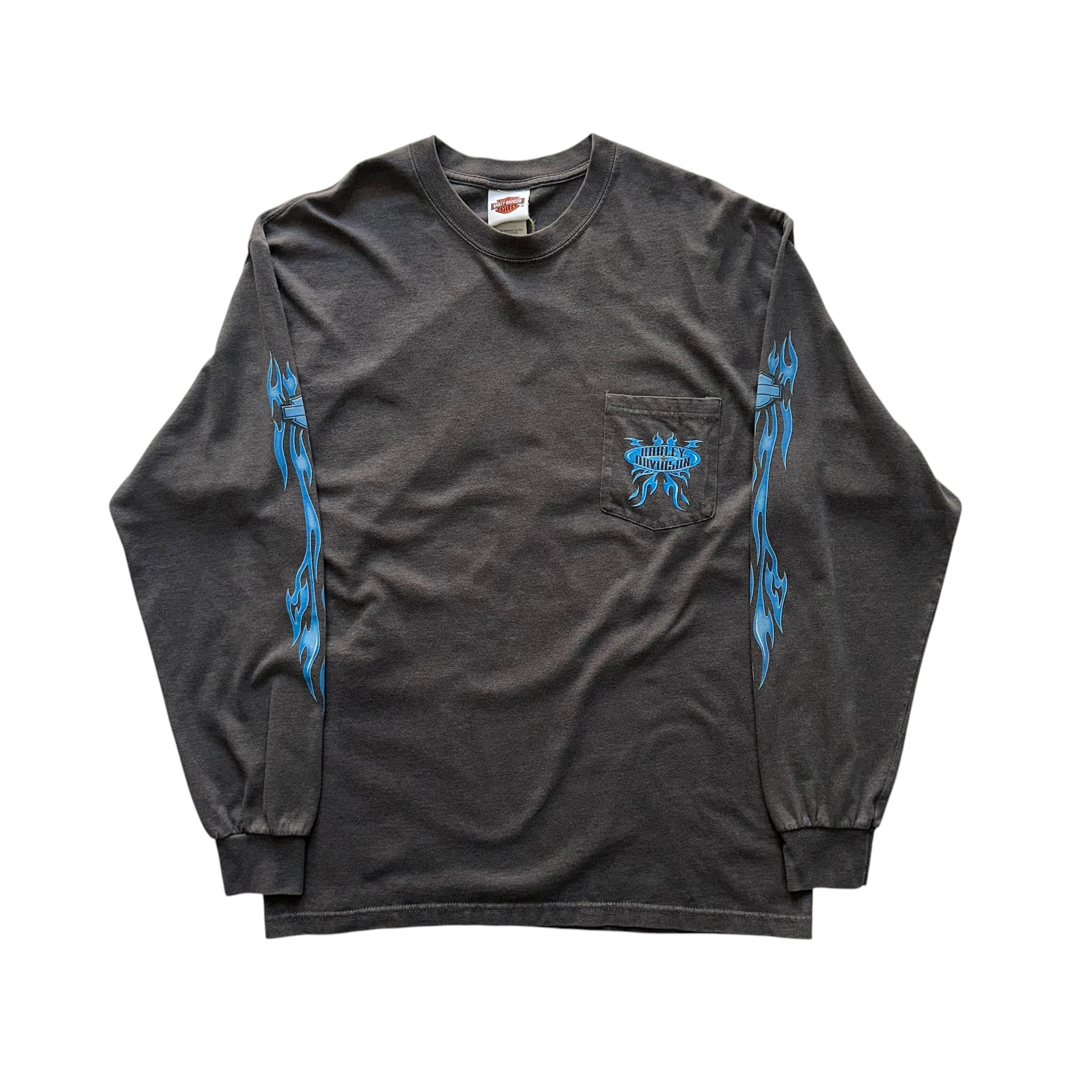 [100] Harley Davidson Blue Flame Long Sleeve 8