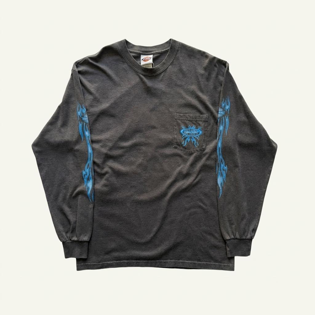 [100] Harley Davidson Blue Flame Long Sleeve 1