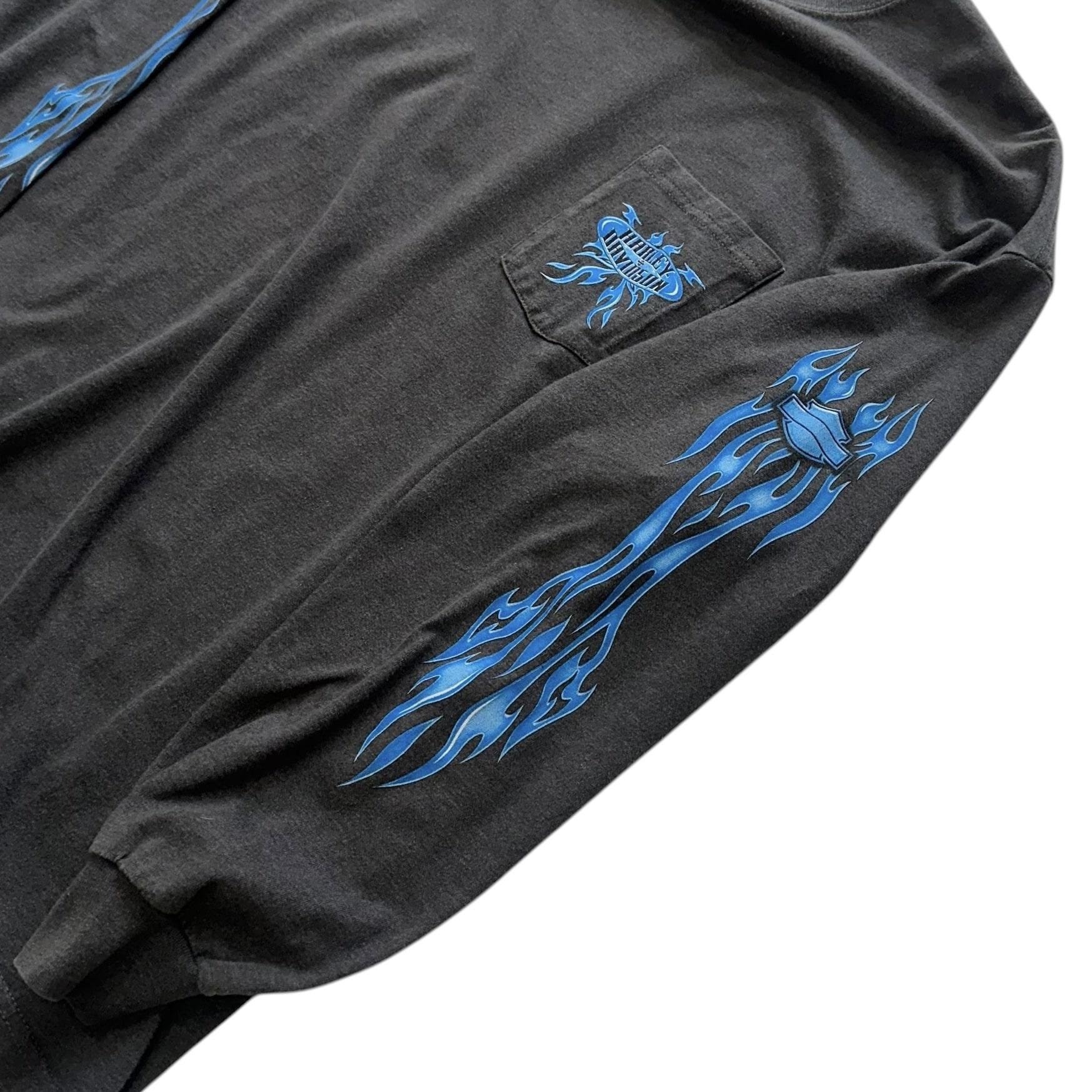 [105] Harley Davidson Blue Flame Long Sleeve 11