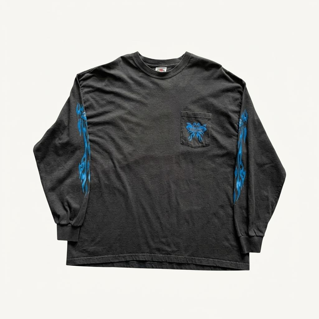 [105] Harley Davidson Blue Flame Long Sleeve 1