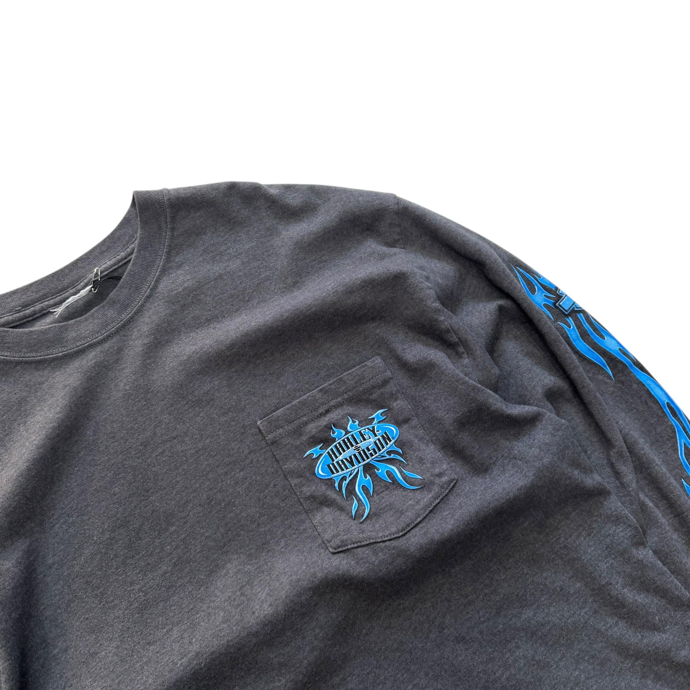 [98] Harley Davidson Blue Flame Long Sleeve 7