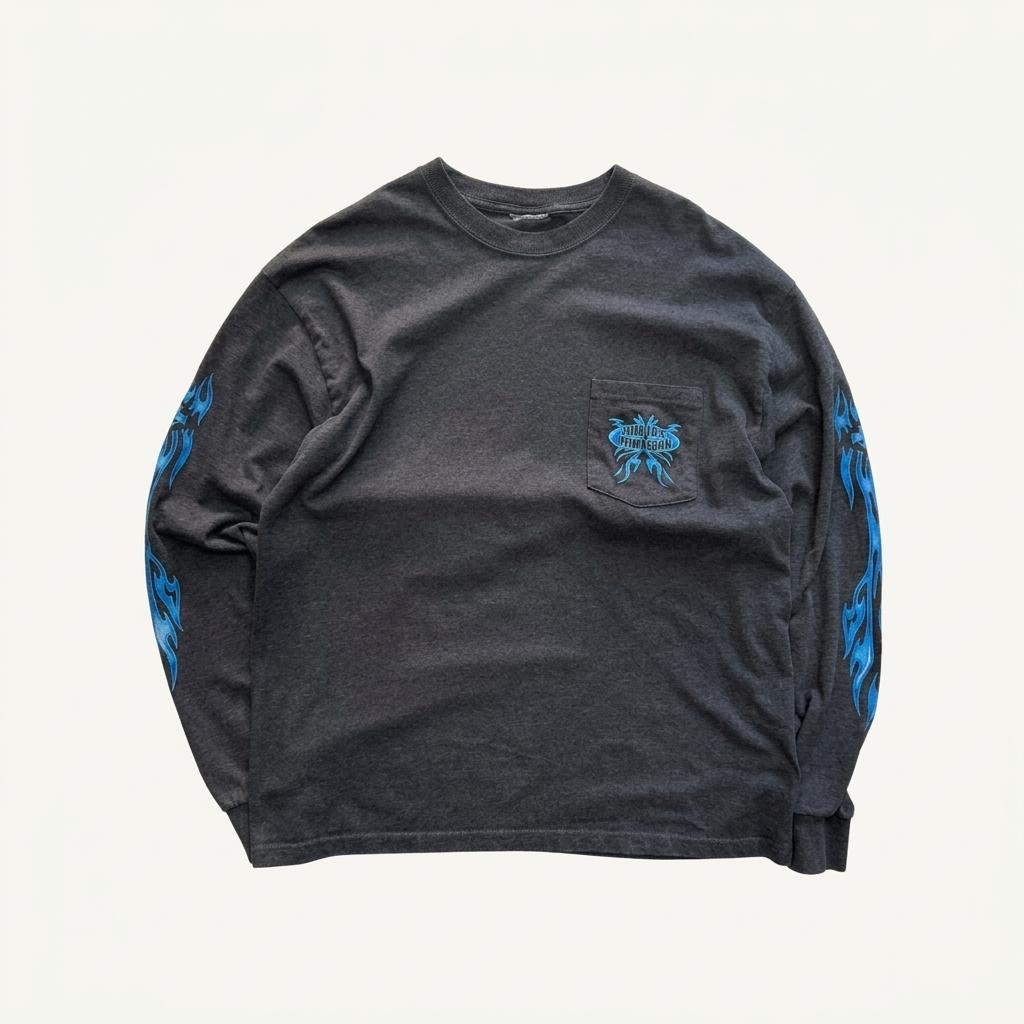 [98] Harley Davidson Blue Flame Long Sleeve 1