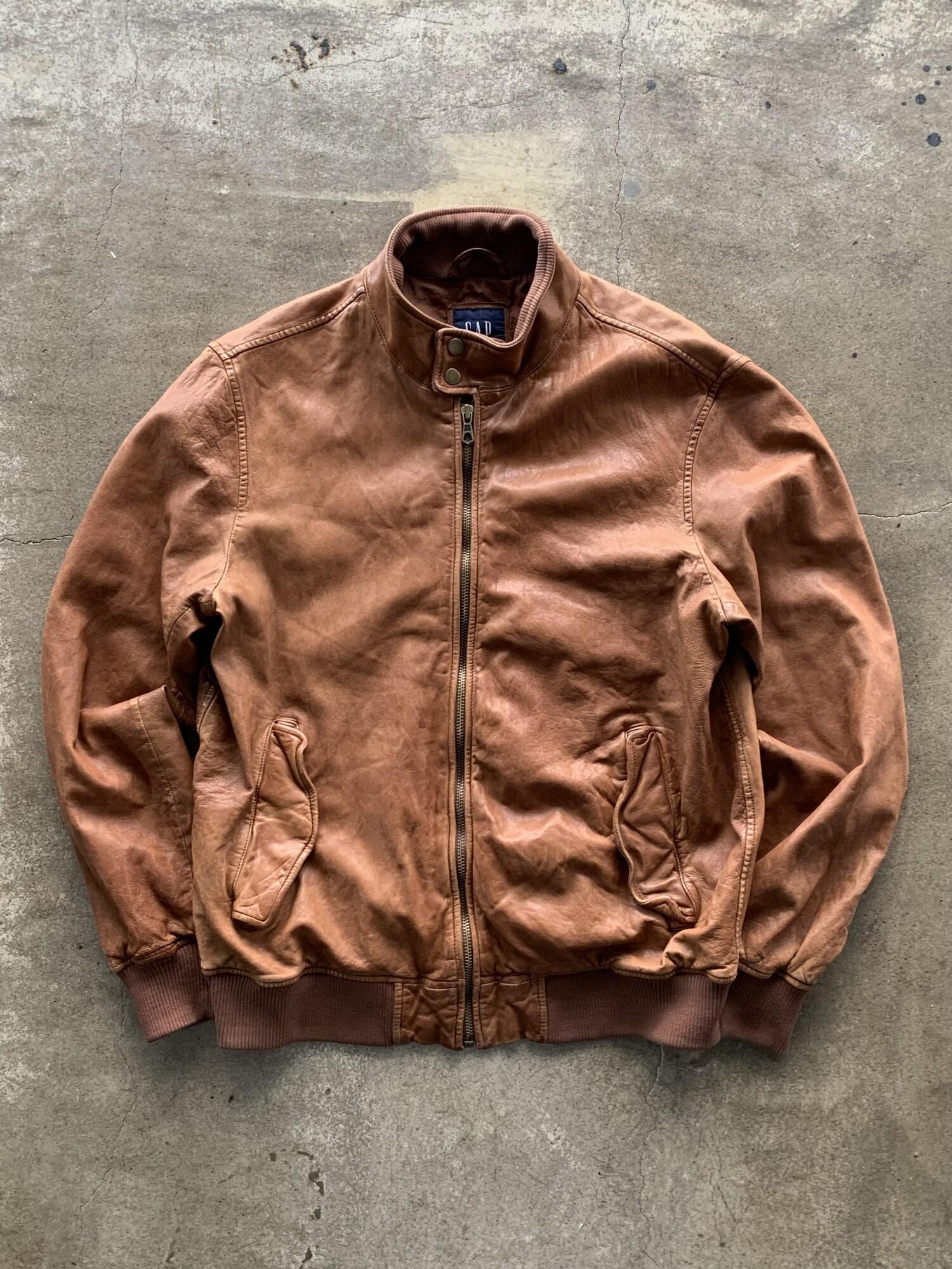 2008 GAP Leather Harrington Jacket 2
