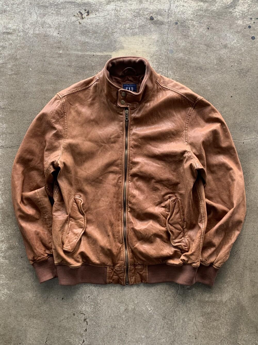 2008 GAP Leather Harrington Jacket 8