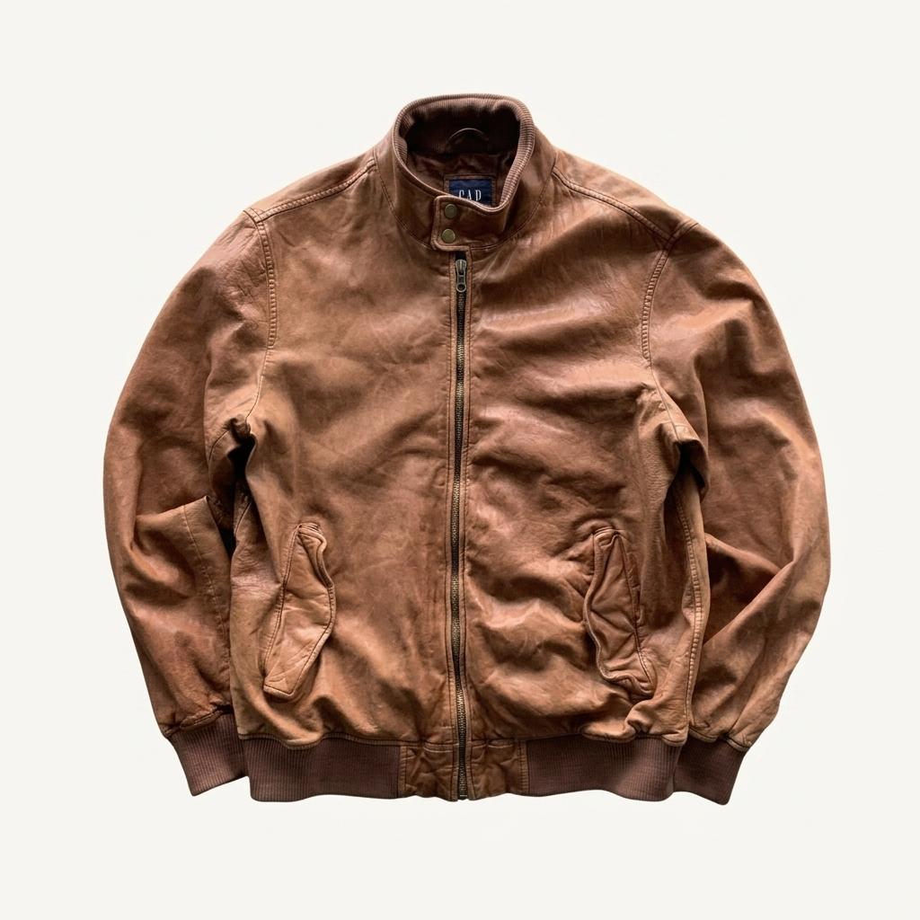 2008 GAP Leather Harrington Jacket 1