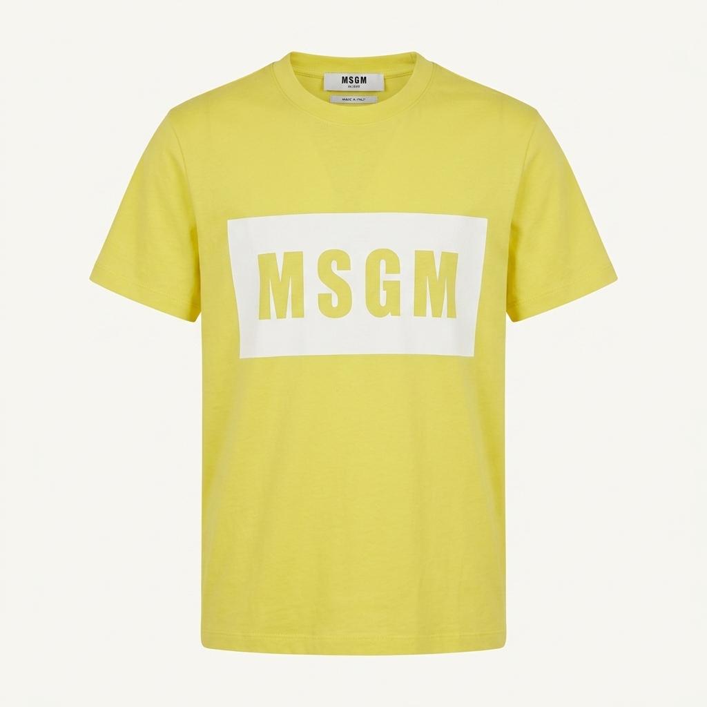 MSGM 박스 로고 프린팅 반팔 티셔츠 옐로우 1