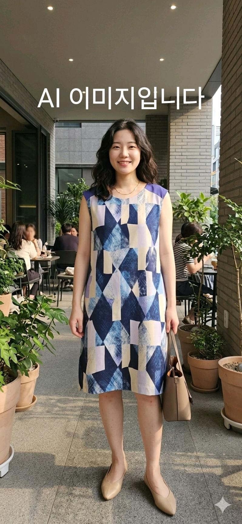 크로코다일 레이디 기하학 패턴 슬리브리스 원피스 2