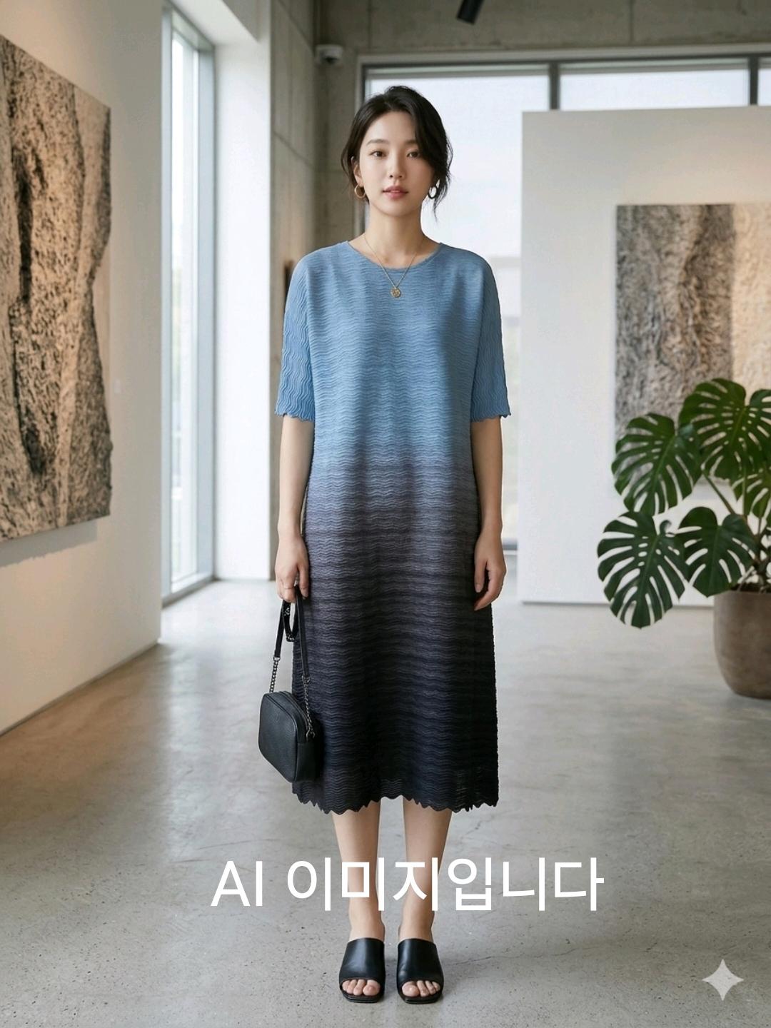 플리츠미 그라데이션 주름 롱 원피스 2