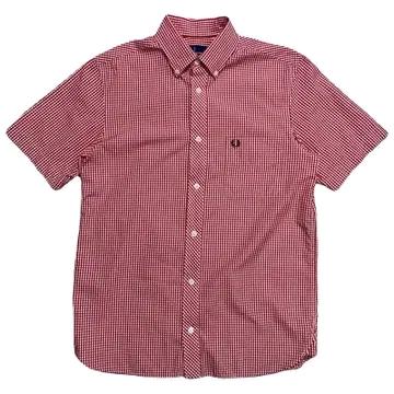 FRED PERRY 깅엄 반팔 셔츠 S 2