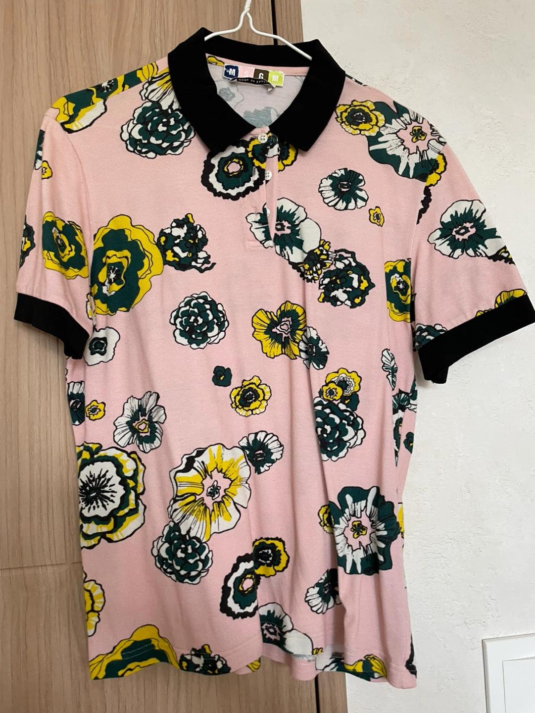 MSGM 플라워 패턴 카라 반팔티 (핑크) XS 2