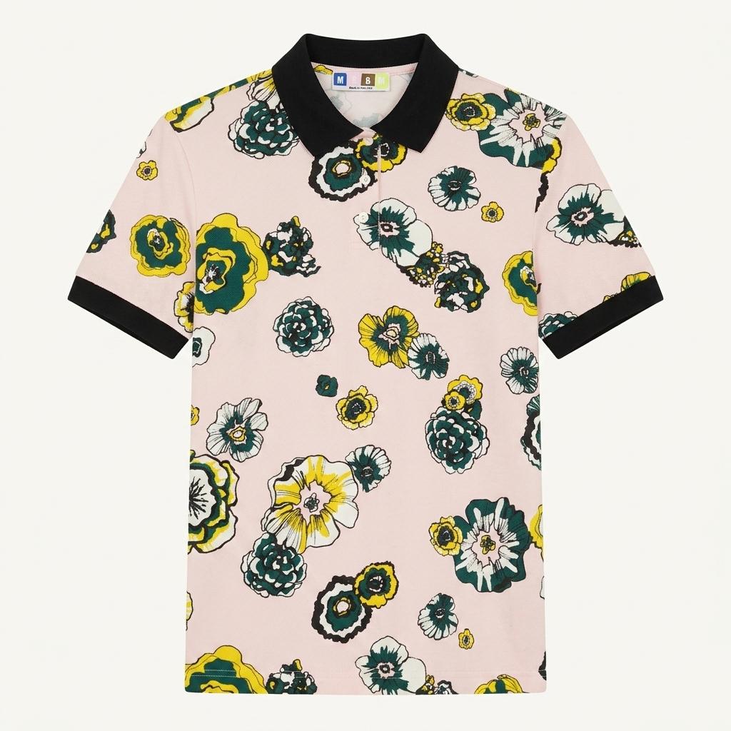 MSGM 플라워 패턴 카라 반팔티 (핑크) XS 1
