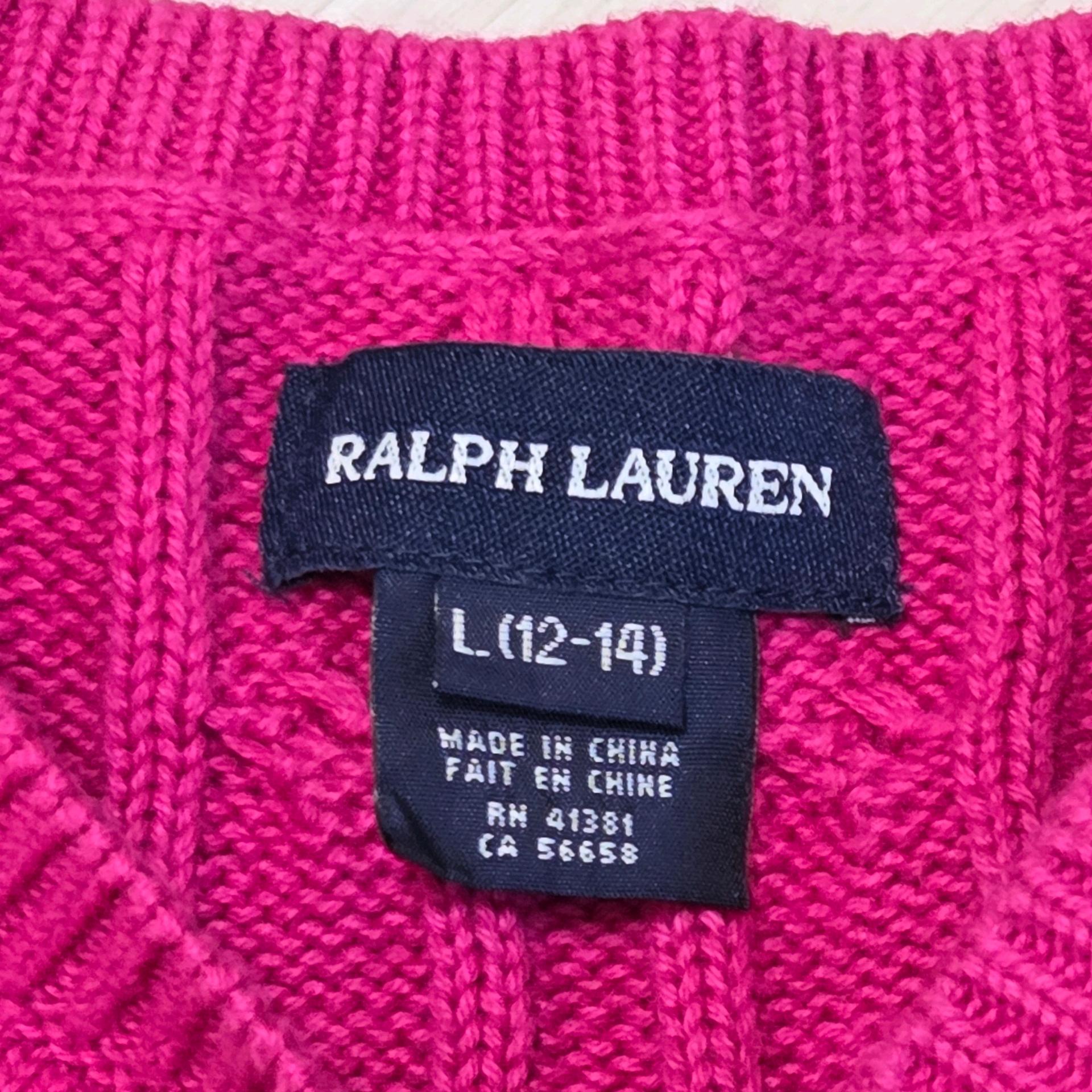 Ralph Lauren 폴로 랄프로렌 핑크 꽈배기 프릴 가디건 4