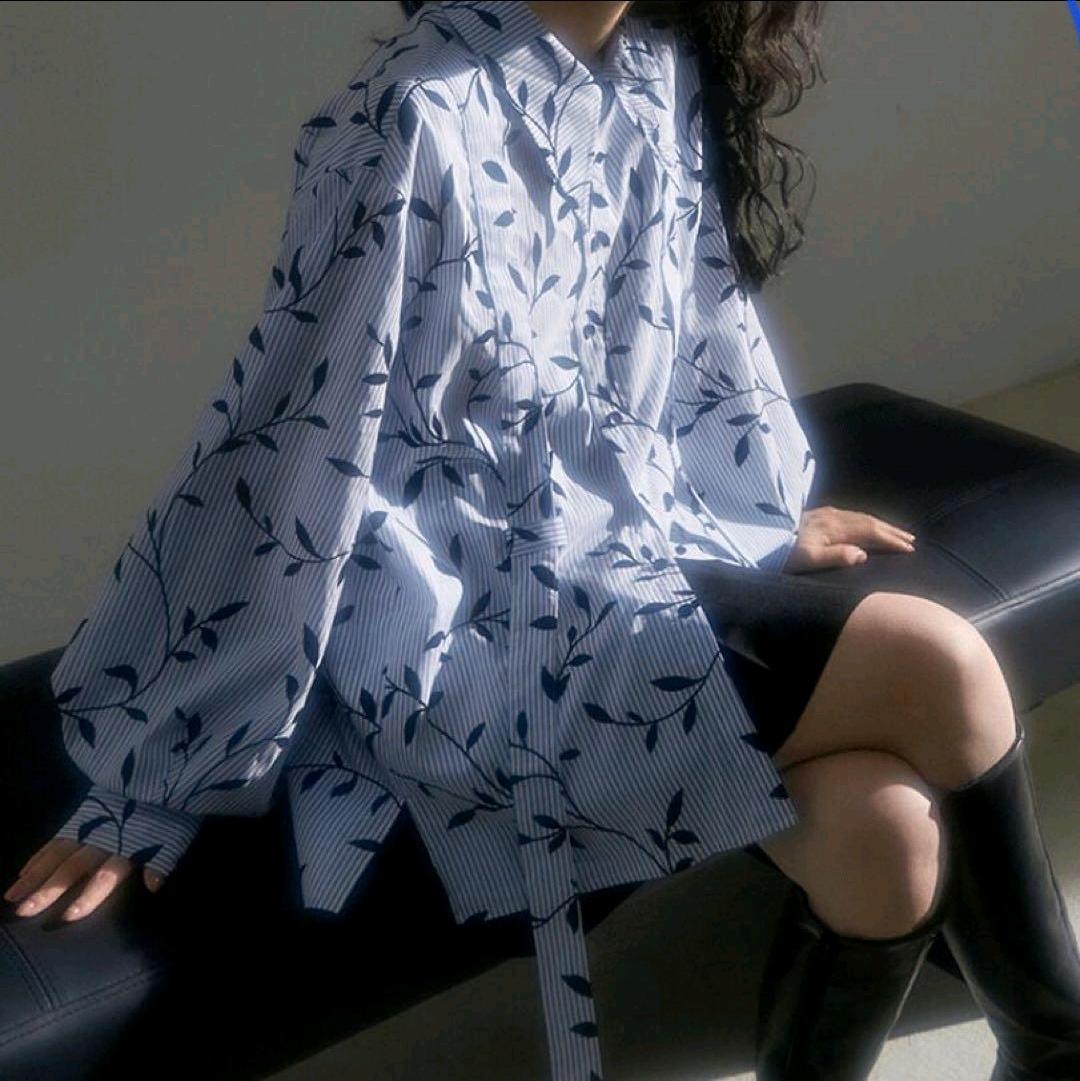 KUOSE 쿠오세 나뭇잎 패턴 스트라이프 셔츠 3
