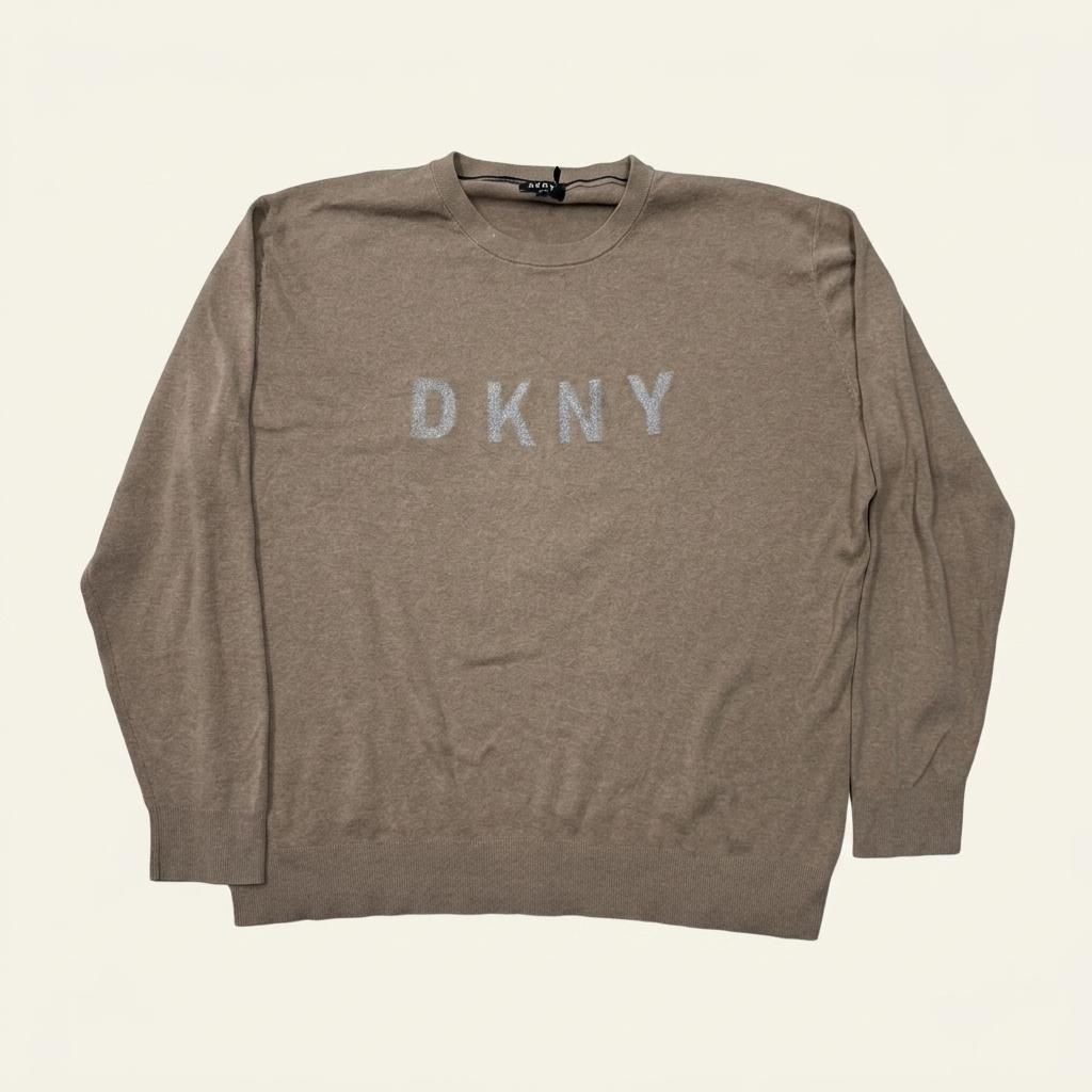 DKNY 빅로고 라운드 니트 스웨터 브라운 1