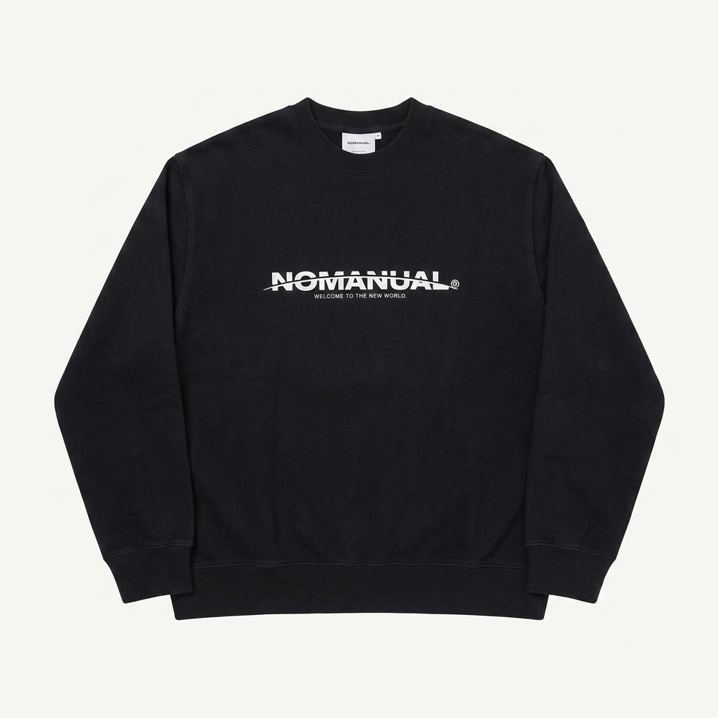 노매뉴얼 레터링 로고 맨투맨 블랙 1