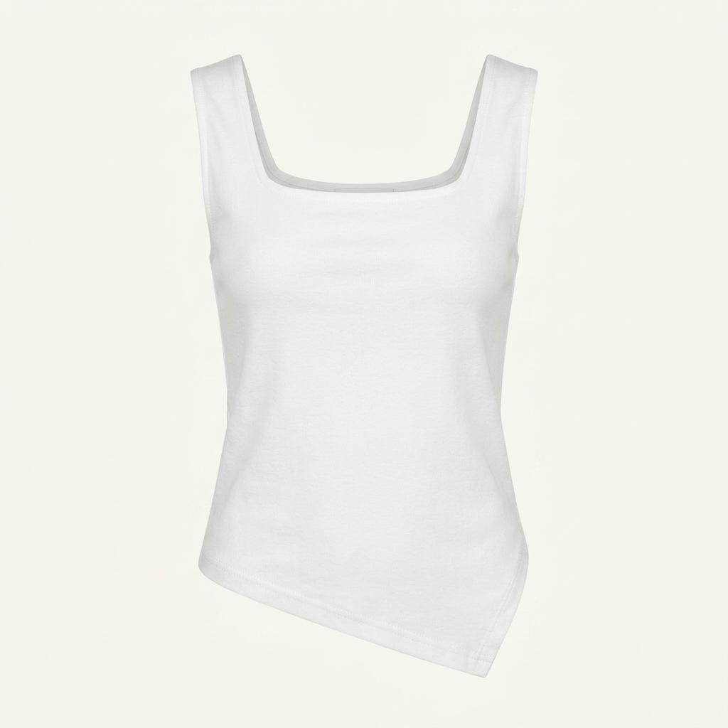 루에브르 Asymmetric Hem Solid Sleeveless Top
