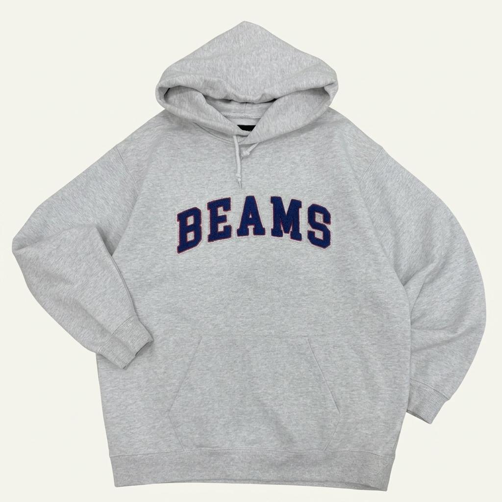 빔즈 BEAMS 빅 로고 자수 후드 티셔츠 그레이Xl 1