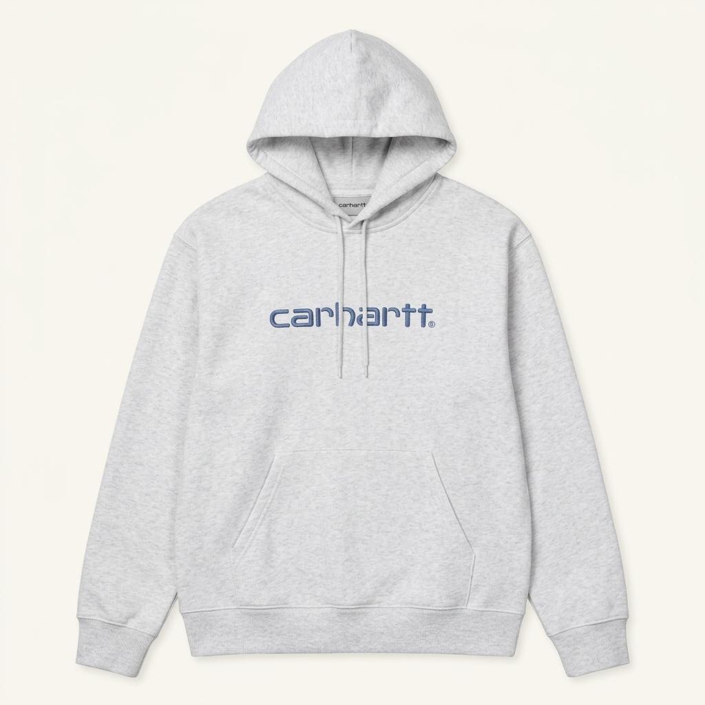 칼하트 WIP 로고 자수 후드 티셔츠 그레이 1