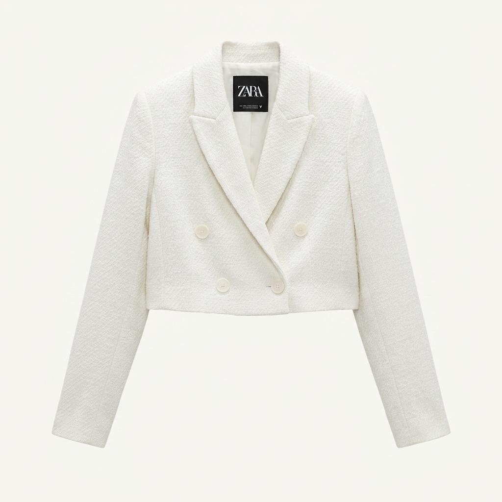 [여XS]ZARA 화이트 트위드 크롭 자켓 1