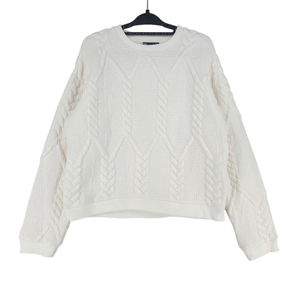 [여S]ZARA 아이보리 엠보싱 맨투맨 3